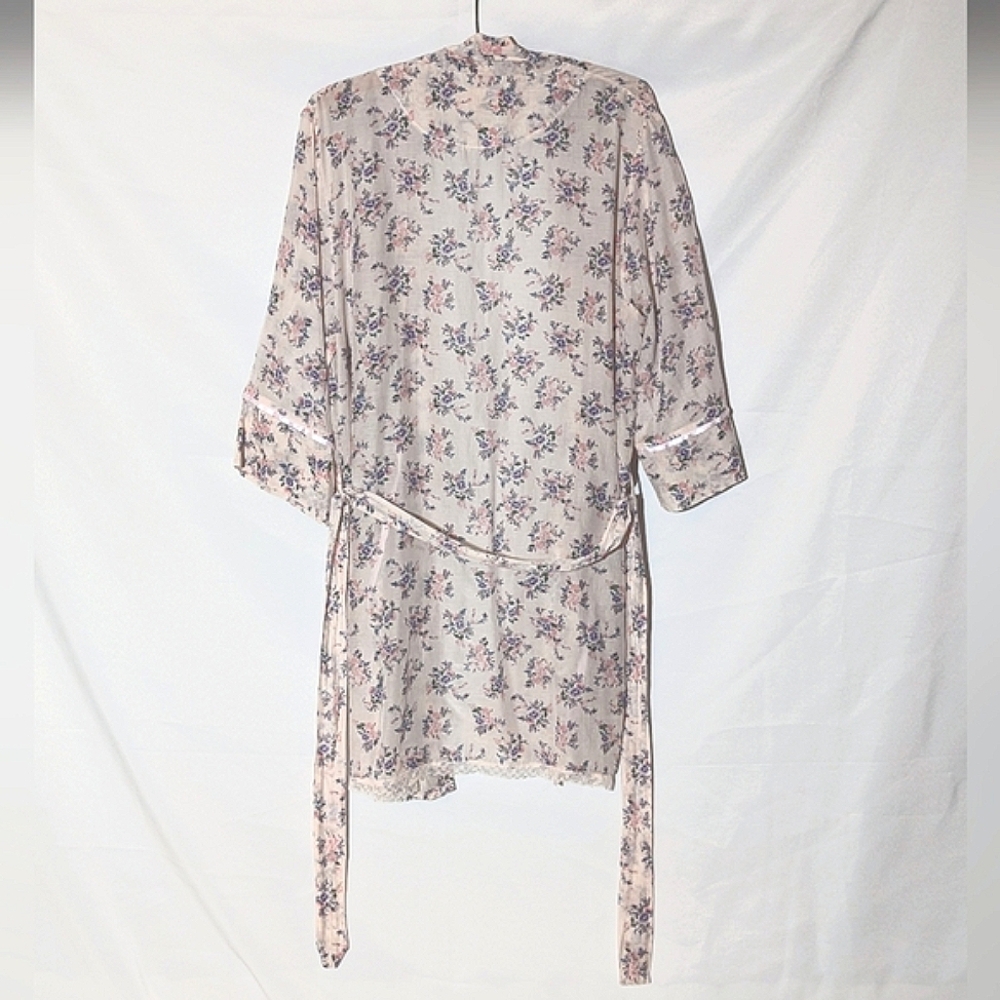 Papinelle Silk Cotton Pastel Pink Floral Midi Robe - Picture 4 of 9